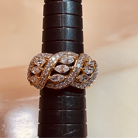 🎁Gorgeous GP 925 Sterling Silver Hatch & Line Ring w/Marquis & Round Cut Zircon - Picture 8 of 16